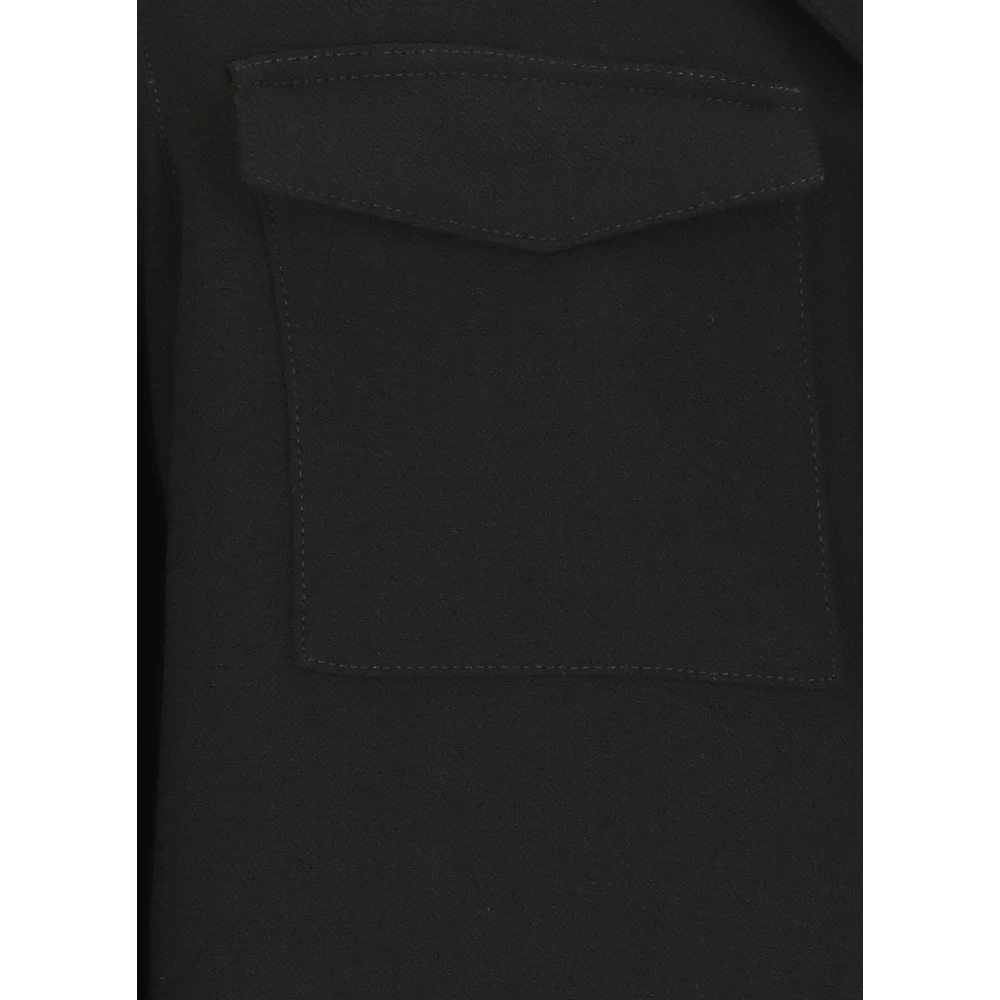 Ralph Lauren Zwarte Wollen Jas Kraag Knopen Zakken Black Dames