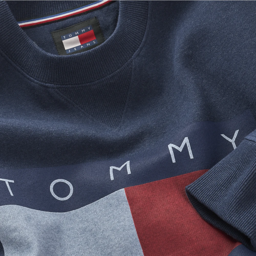 Tommy Jeans Blauwe Sweater met Vlagembleem Blue Heren