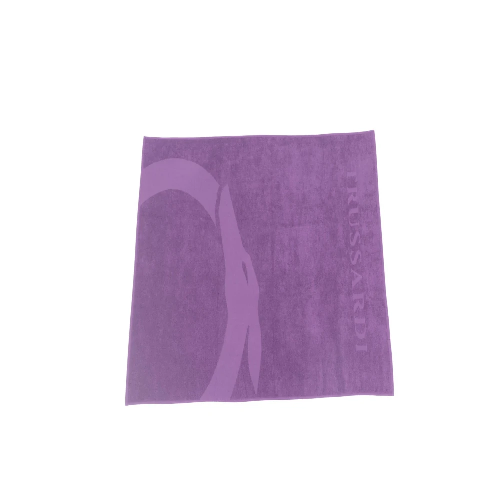 Trussardi Monochrome Logo Strandhanddoek Purple Unisex