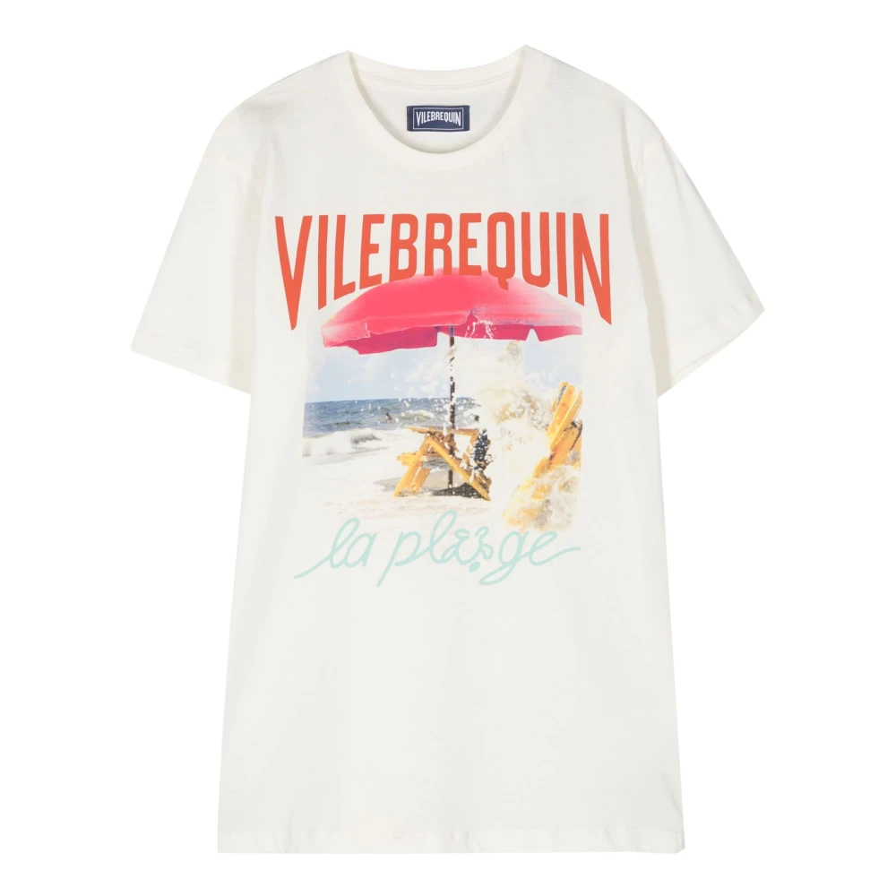 Vilebrequin Roomwit Katoenen T-shirt Logo Print White Heren