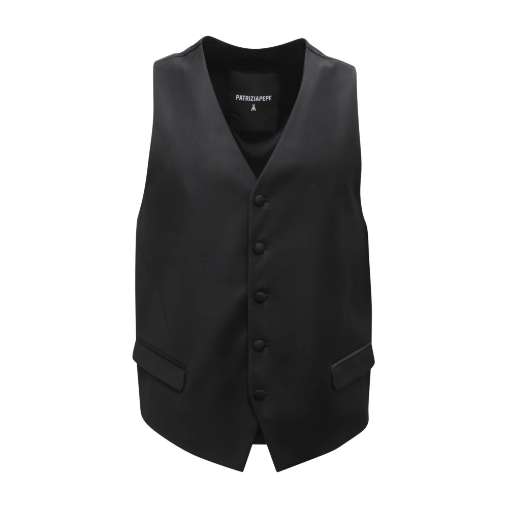 Patrizia Pepe Herren Schwarz Italienische Wollmischung Weste