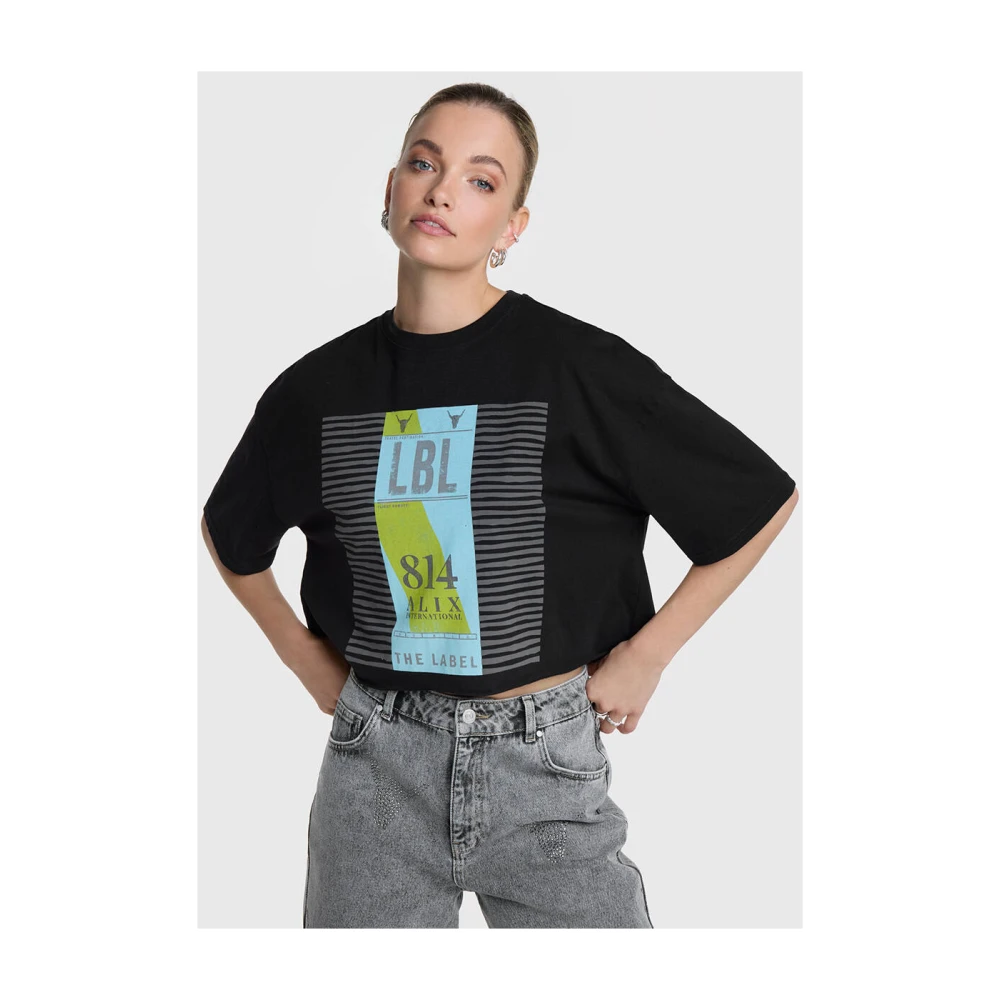 Alix The Label Reis Cropped T-shirt Black Dames