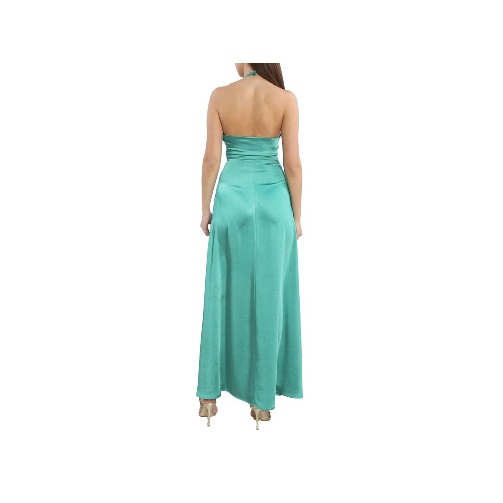 pinko Elegante Maxi Jurk met Ronde Kraag Green Dames