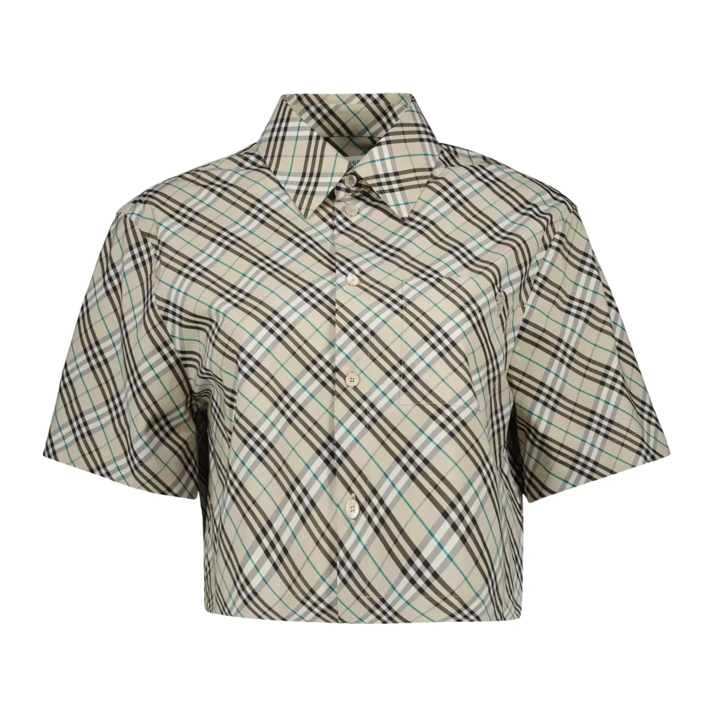 Burberry Women's Multicolor Shirts, 3XS, Checkered Crop Shirt Spring-Summer 2025