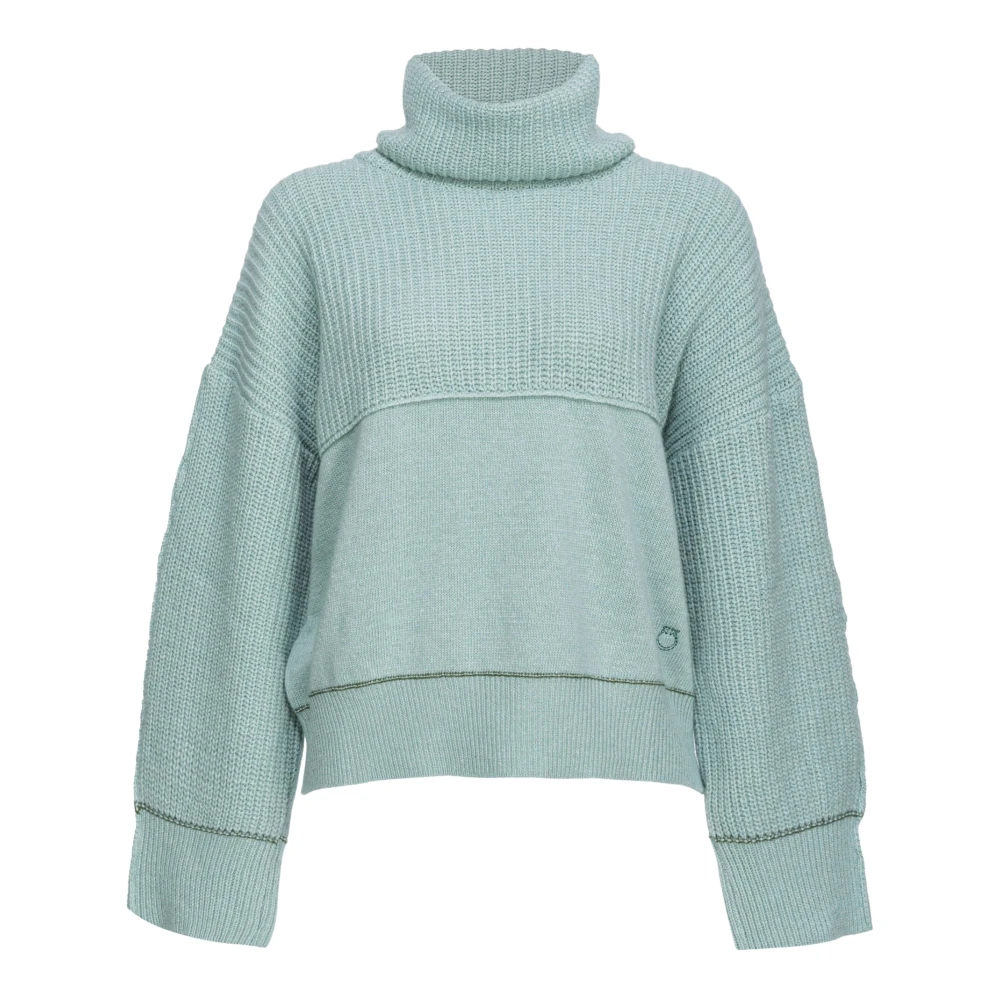 Pinko Hoge hals wol en kasjmier trui Green Dames