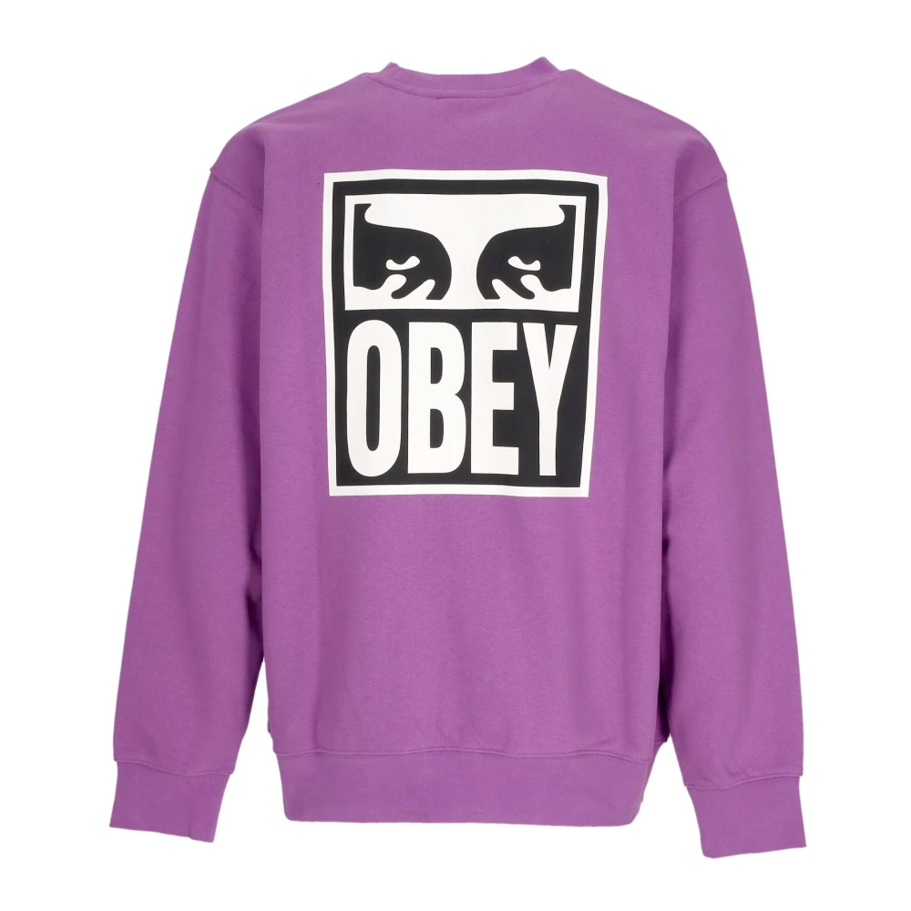 Obey Iconische Crewneck Sweatshirt Lichtgewicht French Terry Purple Heren