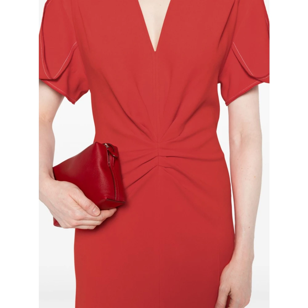 Victoria Beckham Rode Pofmouw Lange Jurk Red Dames