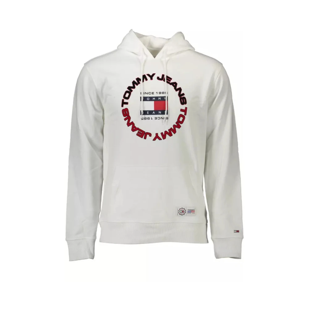 Tommy Hilfiger Men's White Hoodies, Xl, Cotton Hoodie With Embroidery