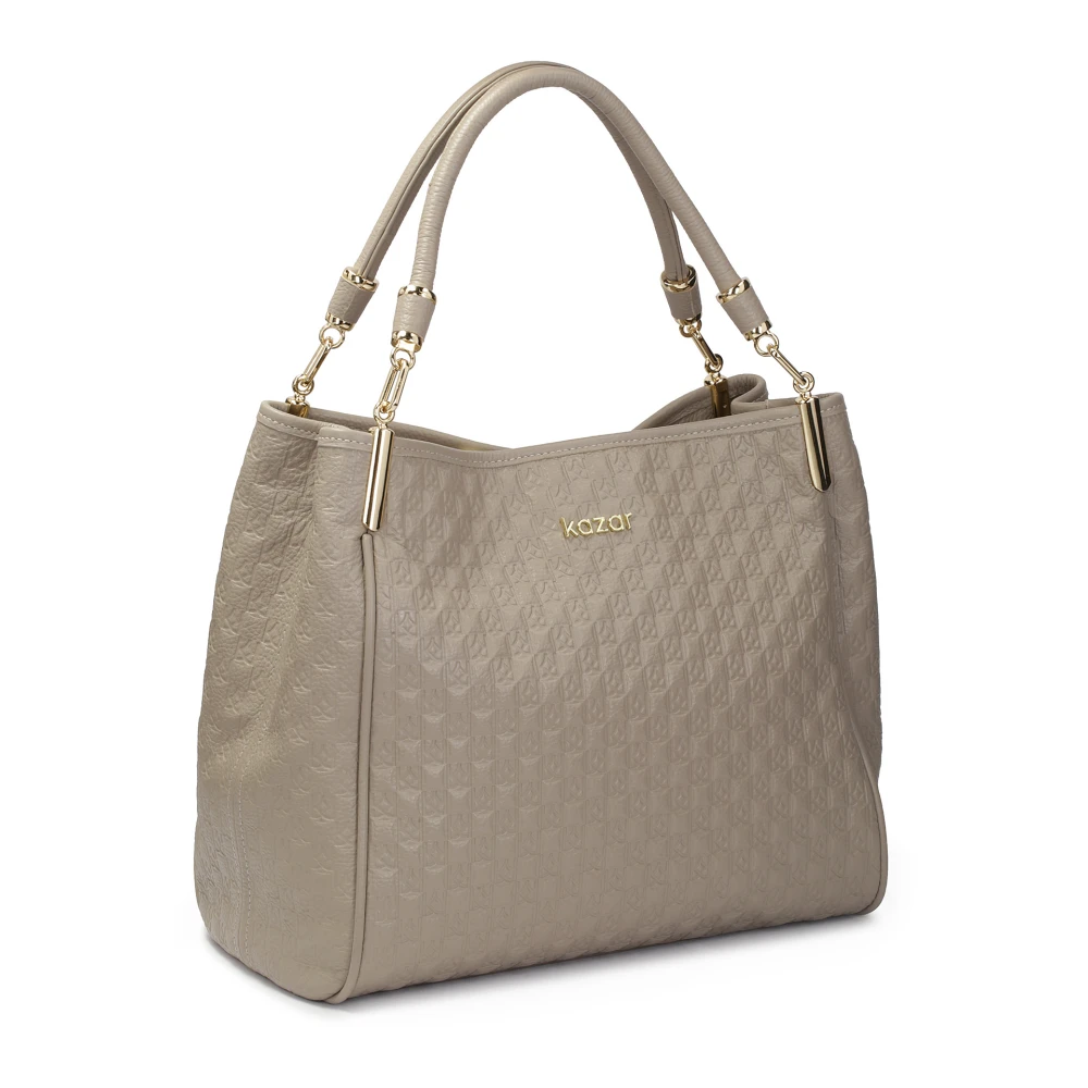 Kazar Ruime schoudertas in patroon geperst leer Beige Dames
