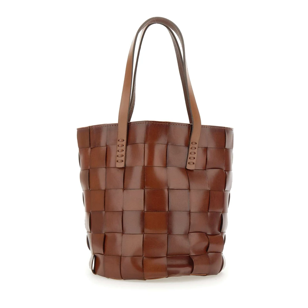 Dragon Diffusion Handgeweven leren emmerhandtas bruin Brown Dames
