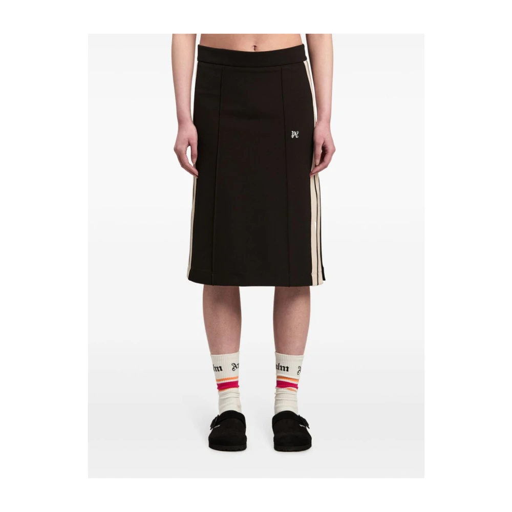 Palm Angels Zwarte Monogram Rok met Streep Black Dames