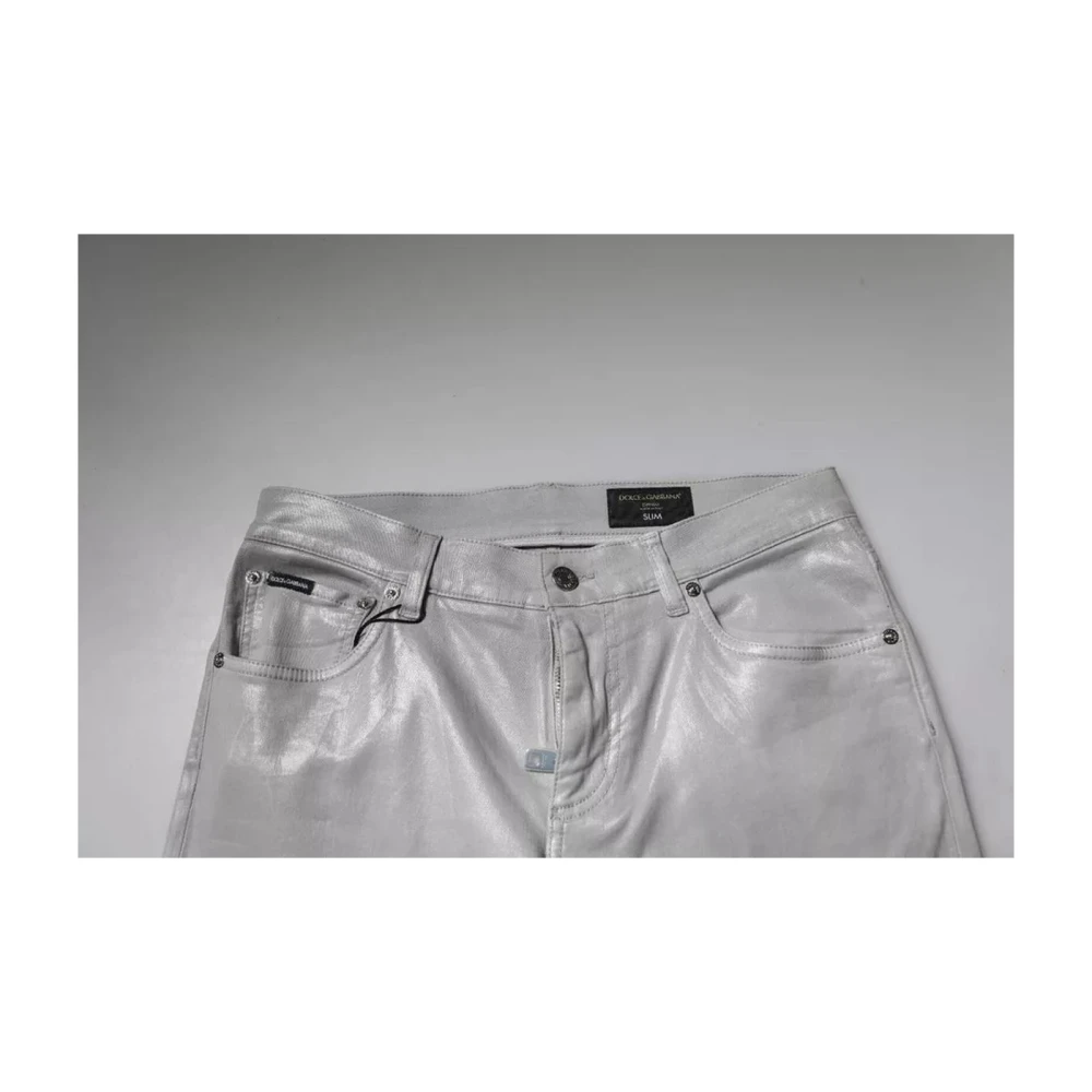 Dolce & Gabbana Grijze Slim Fit Stretch Denim Jeans Gray Heren