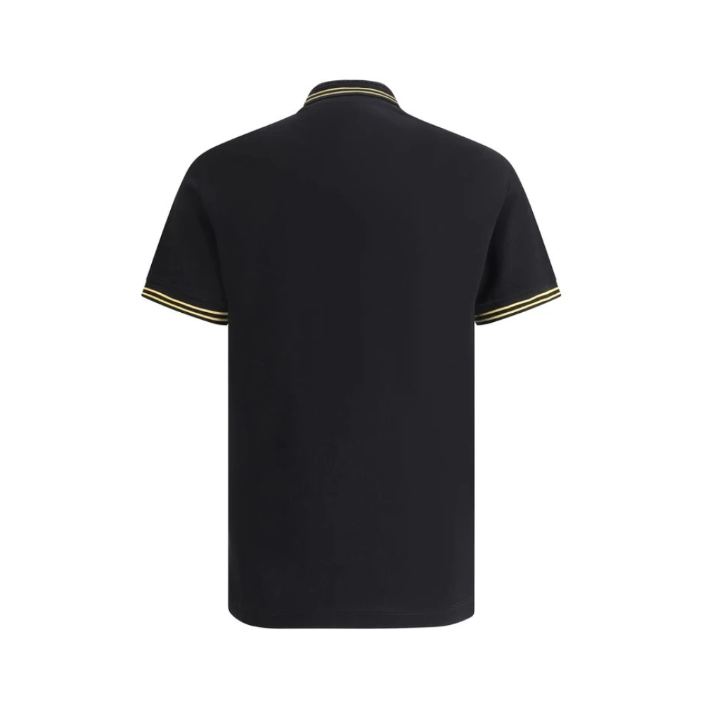 Versace Katoenen poloshirt met geribbelde kraag Black Heren