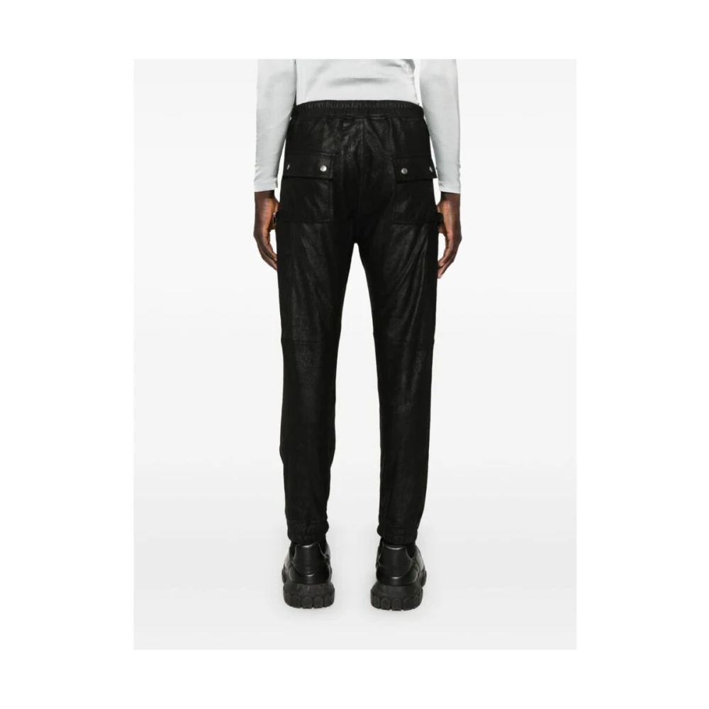 Rick Owens Zwarte Lamsvacht Cargo Broek Elastische Tailleband Black Heren