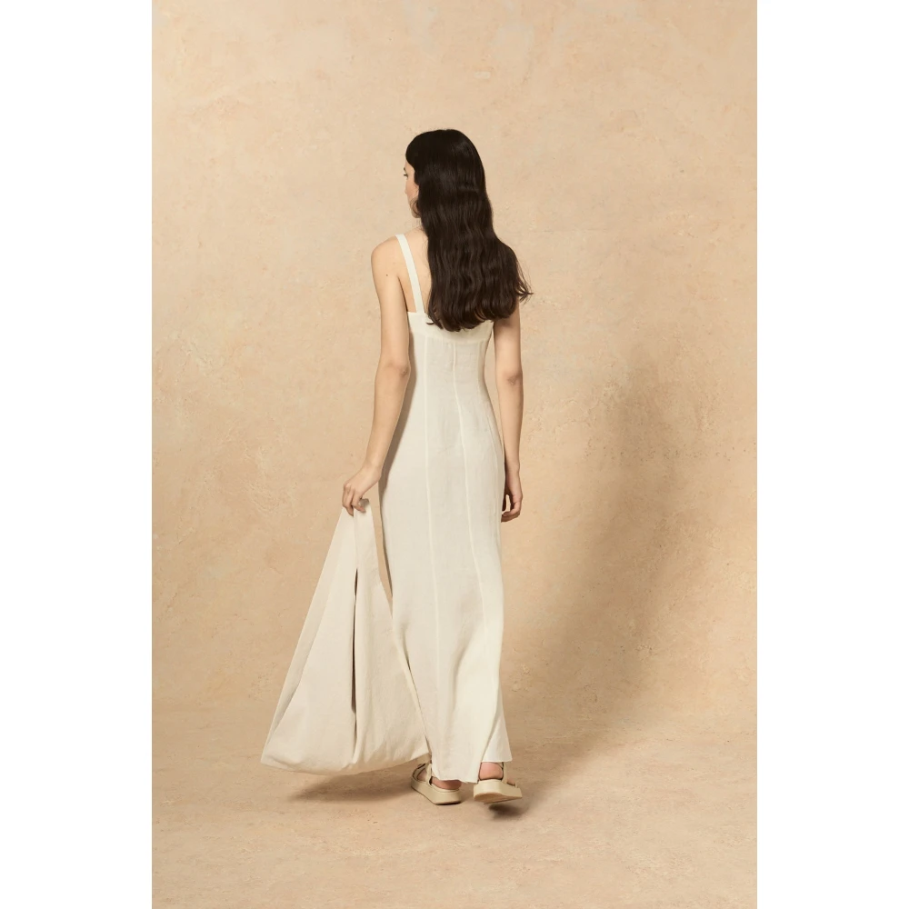 Cortana Bambina linnen ivoor jurk Beige Dames