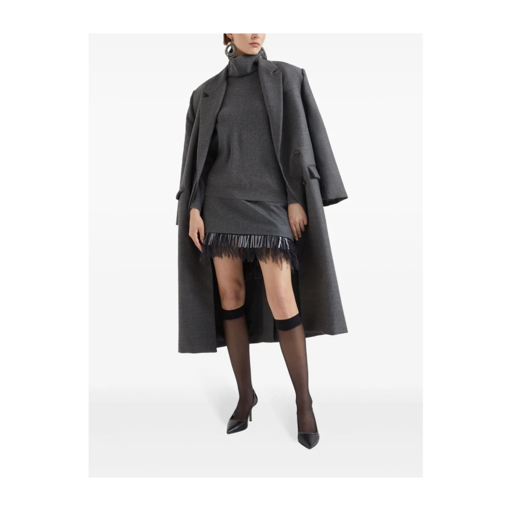 BRUNELLO CUCINELLI Grijze Kasjmier Ribgebreide Trui Gray Dames