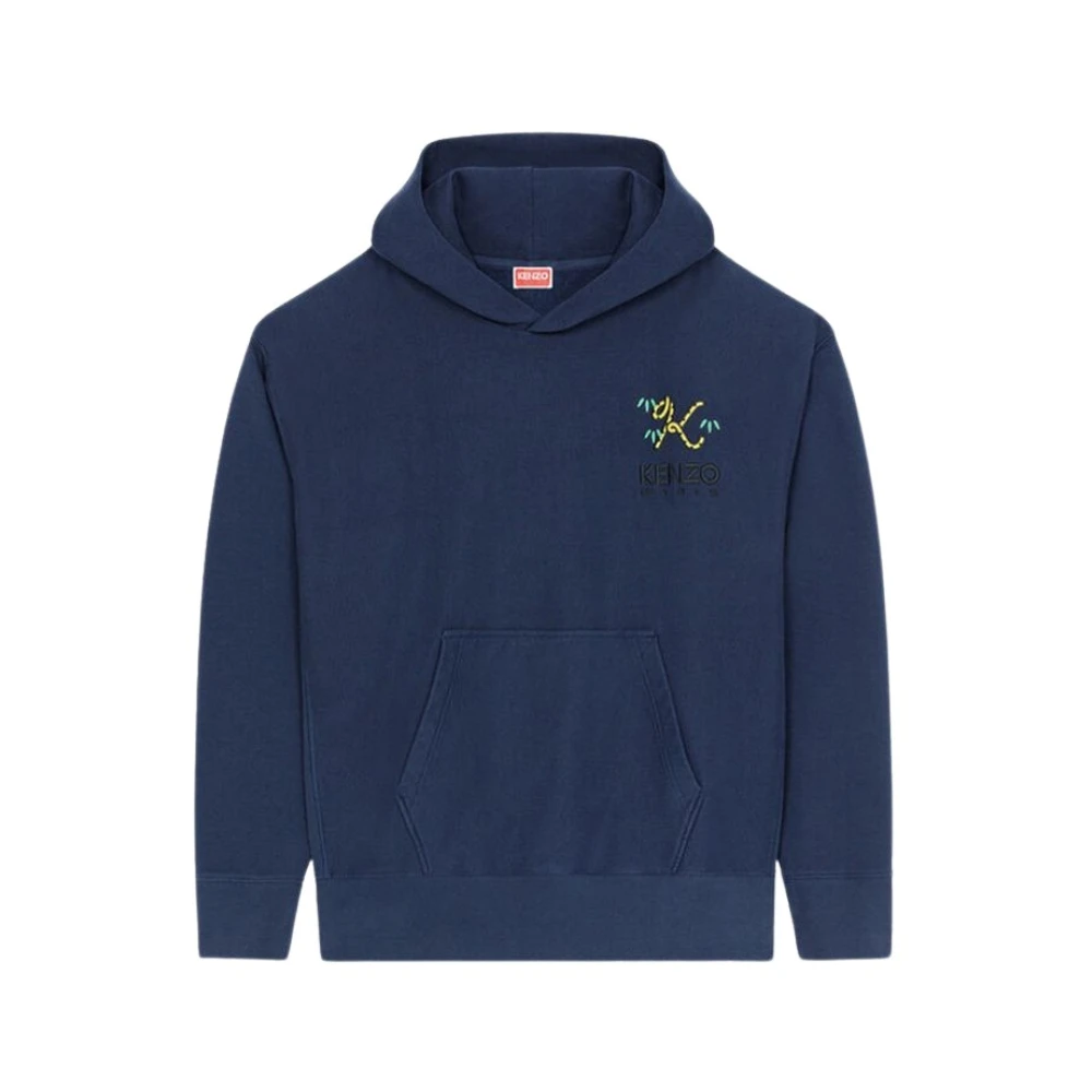 Kenzo Oversized Hoodie med Broderad Tiger Blue, Herr