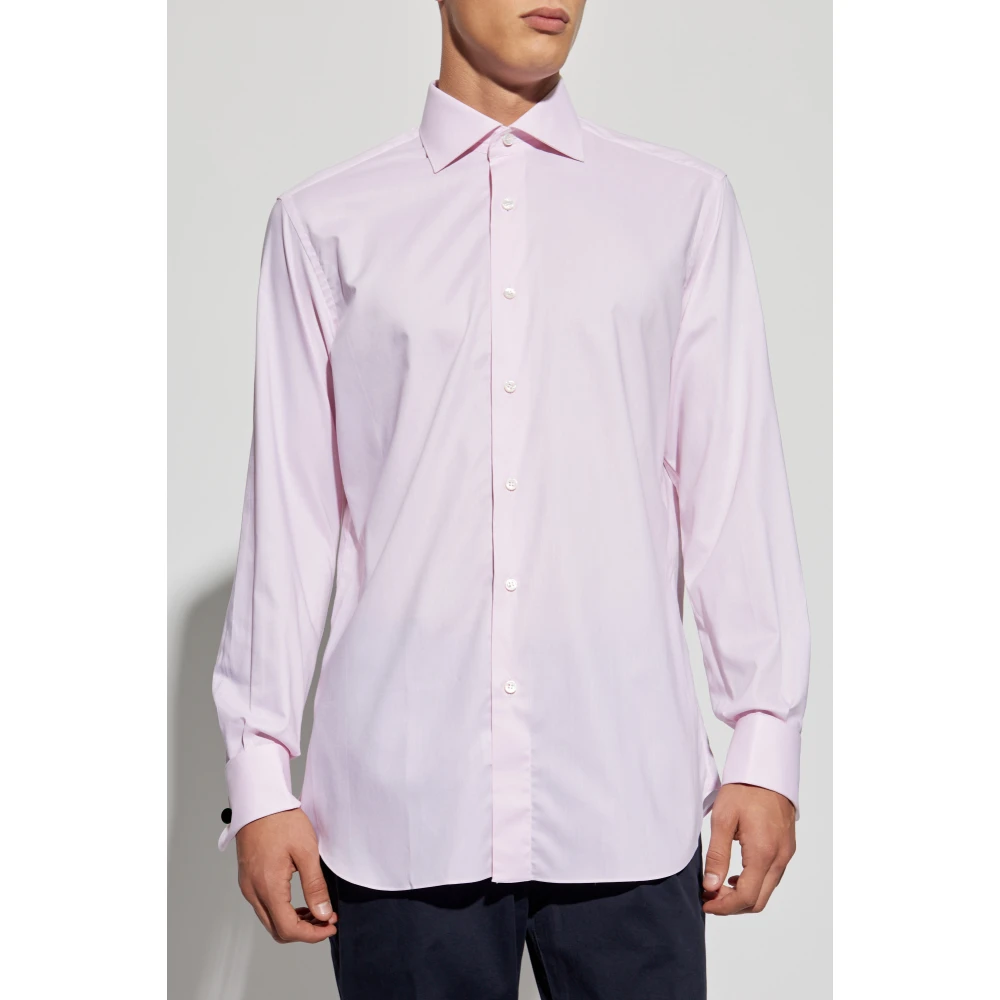 Brioni Katoenen overhemd Pink Heren