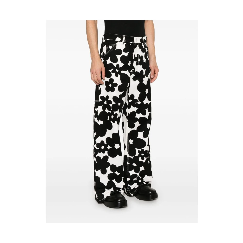 Marni Bloemenprint Wijde Pijp Broek Black Heren