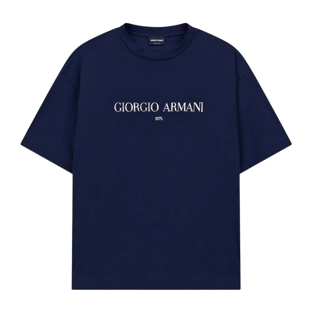 Giorgio Armani Men's Blue T-Shirts, L, Cotton Interlock-Jersey T-Shirt