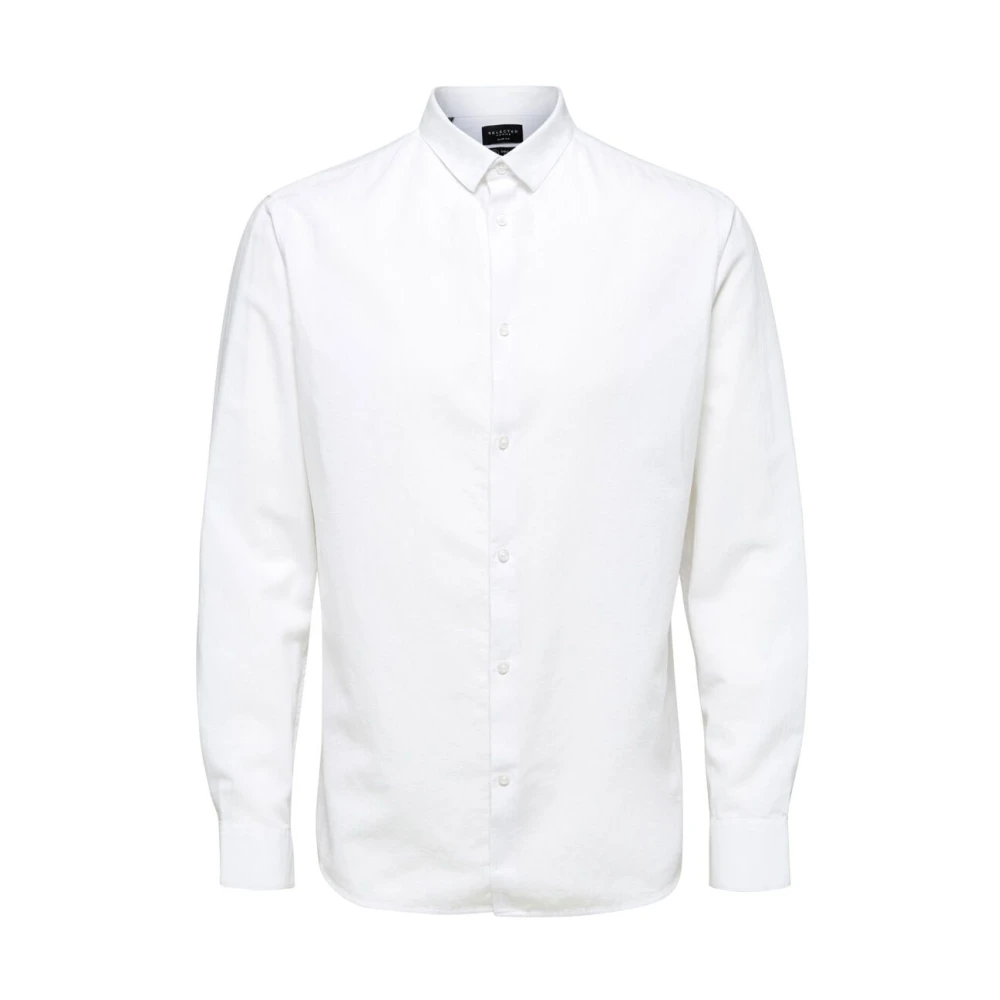 Selected Homme Slank lin shirt White Heren