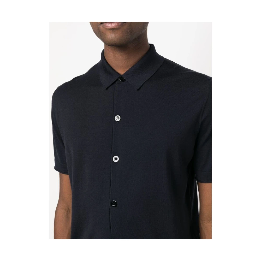 Goes Botanical Midnight Blue Merino Wol Polo Shirt Blue Heren