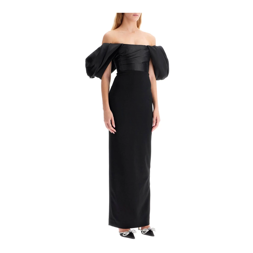 Solace London Elegante Sian Lange Jurk Black Dames