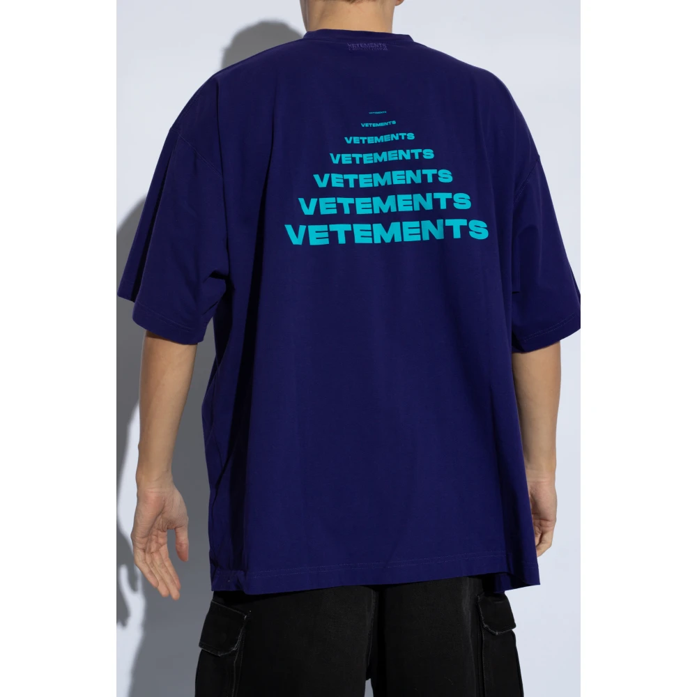 Vetements T-shirt met logo Purple Heren