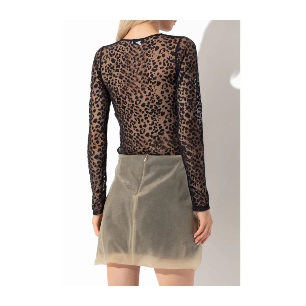 alexander mcqueen Leopard motief crew-neck top in zwart Black Dames