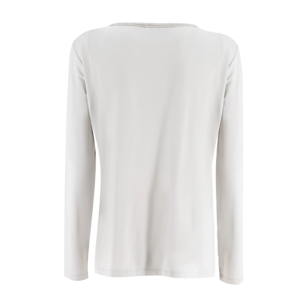 Le Tricot Perugia Lurex Crew Neck Gebreid Shirt Gray Dames