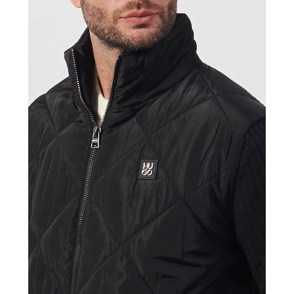 Hugo Boss Zwarte Gewatteerde Fullzip Jas Sybon Black Heren