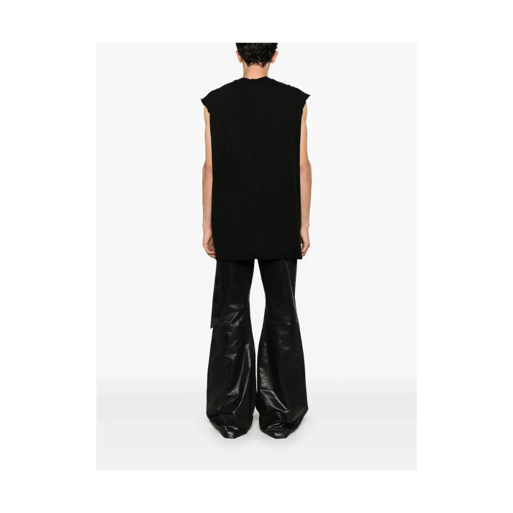 Rick Owens Zwarte Mouwloze Crew Neck T-shirt Black Heren