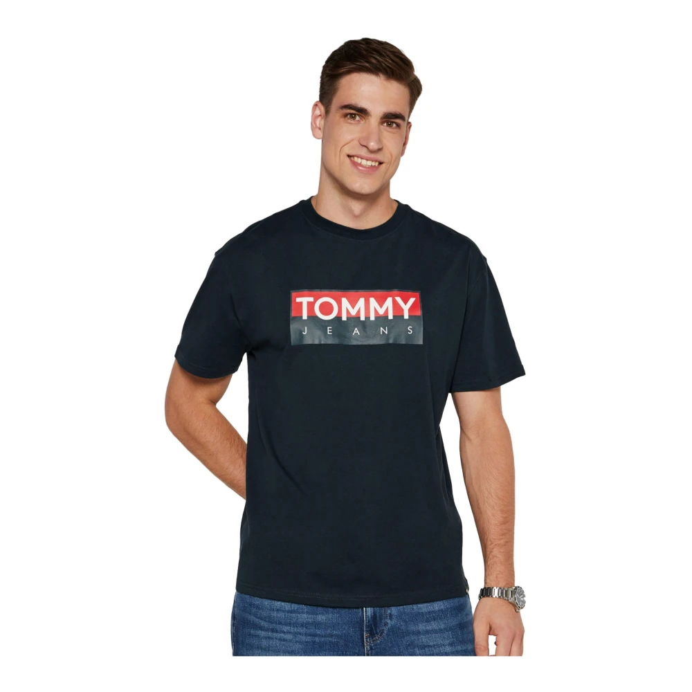 Tommy Jeans Blå Logo Bomull T-shirt Blue, Herr