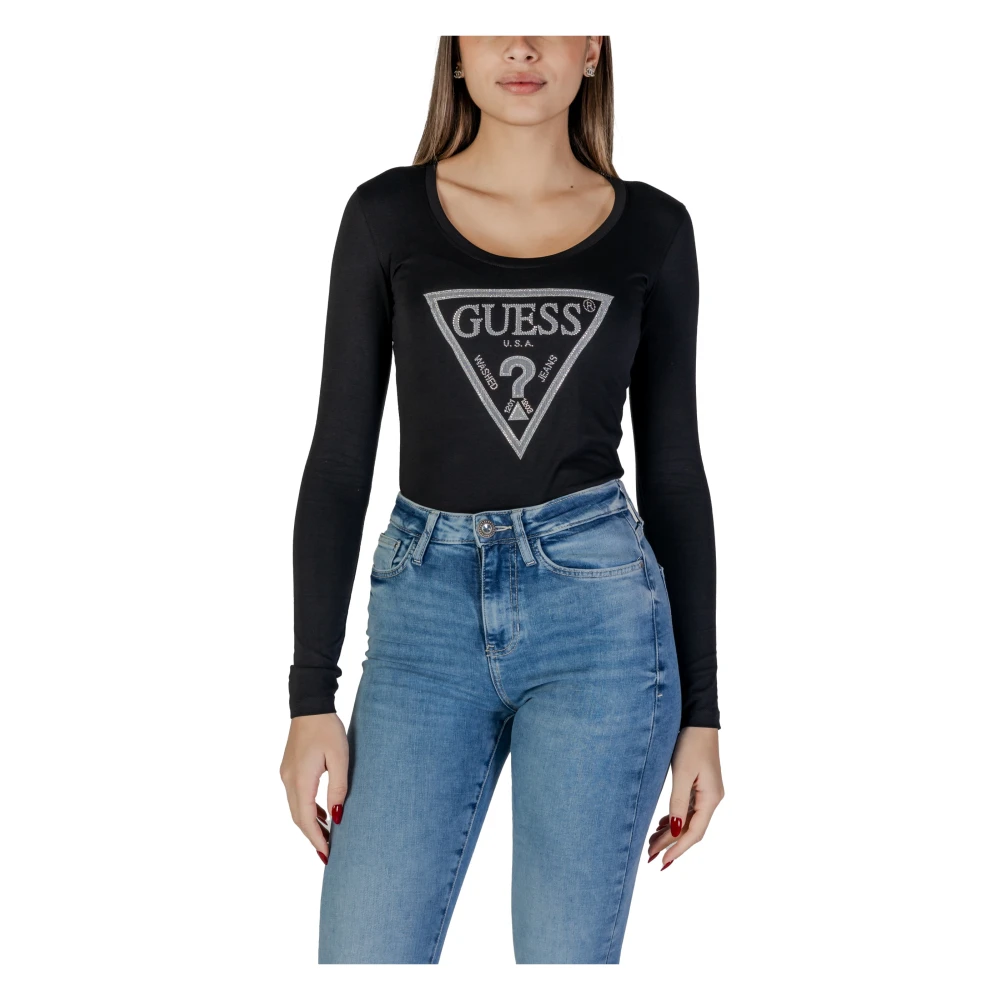 Guess Korte Mouw T-shirt Lente Zomer Collectie Black Dames