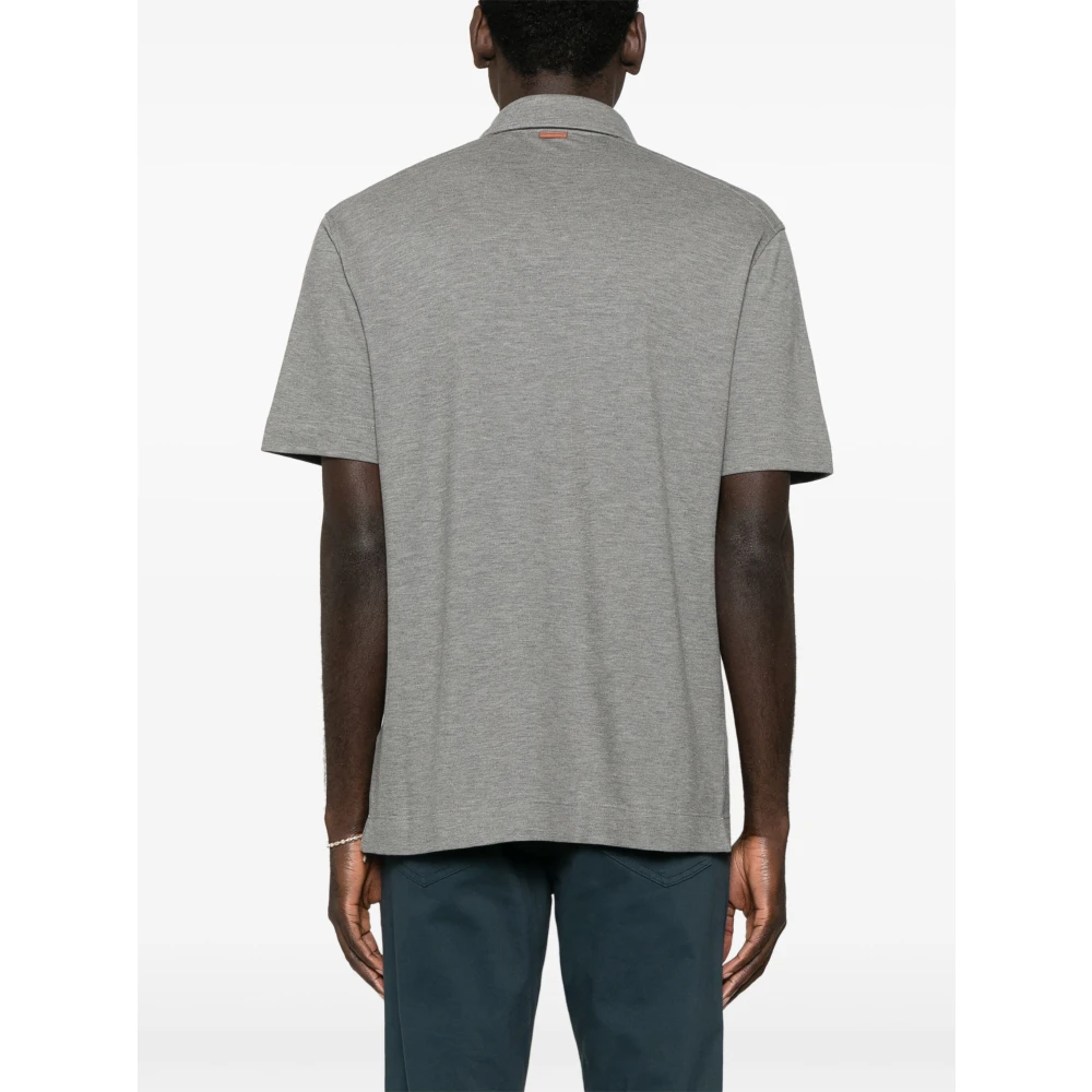 Ermenegildo Zegna Katoenen Polo Shirt 3 Knopen Italië Gray Heren