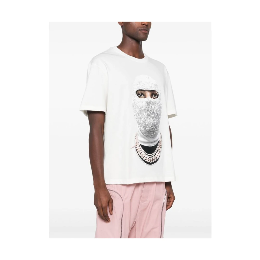 IH NOM UH NIT Future Mask Print Katoenen T-shirt White Heren