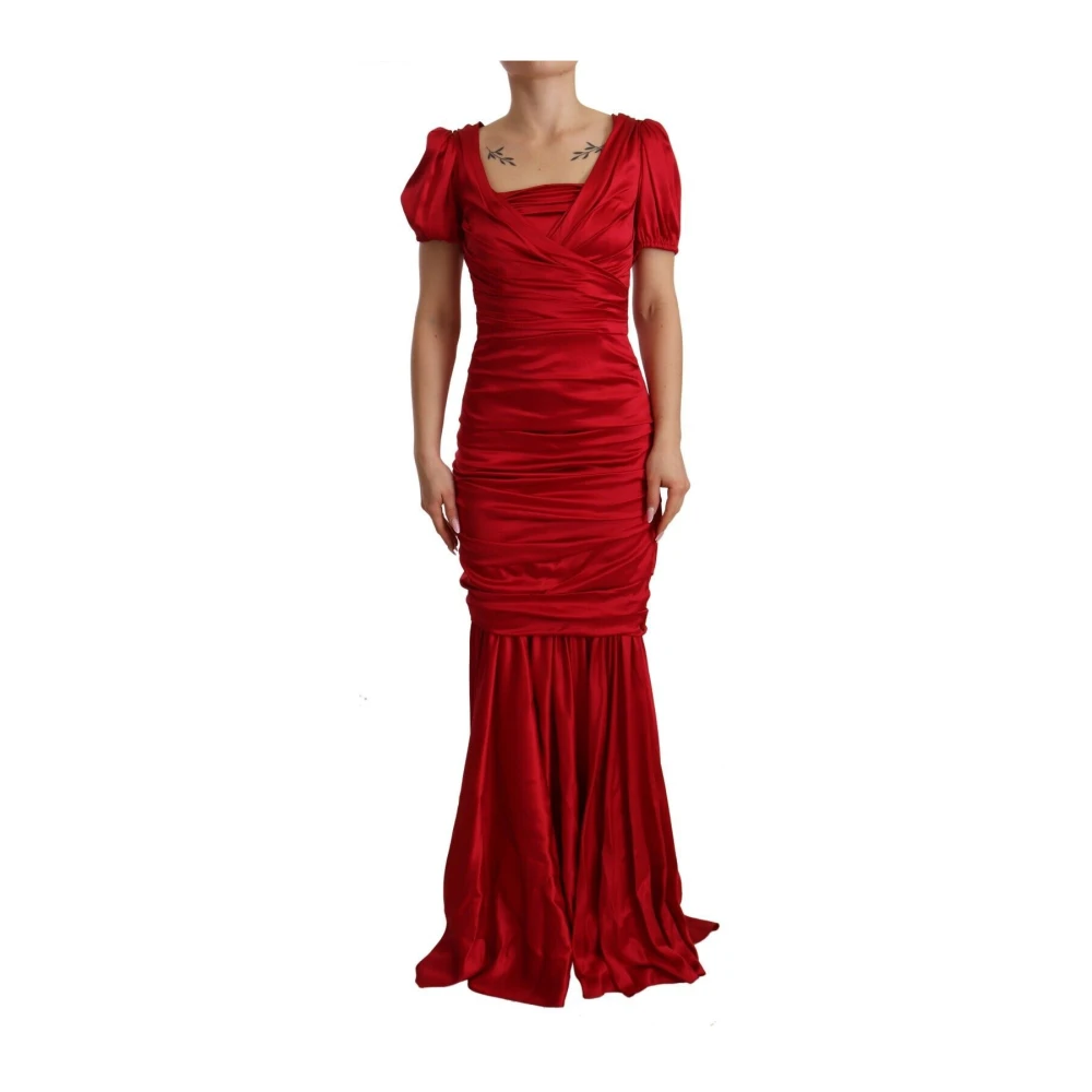 Dolce & Gabbana Women's Red Maxi Dresses,, Silk Stretch Sheath Mermaid Dress Dress Extra Small