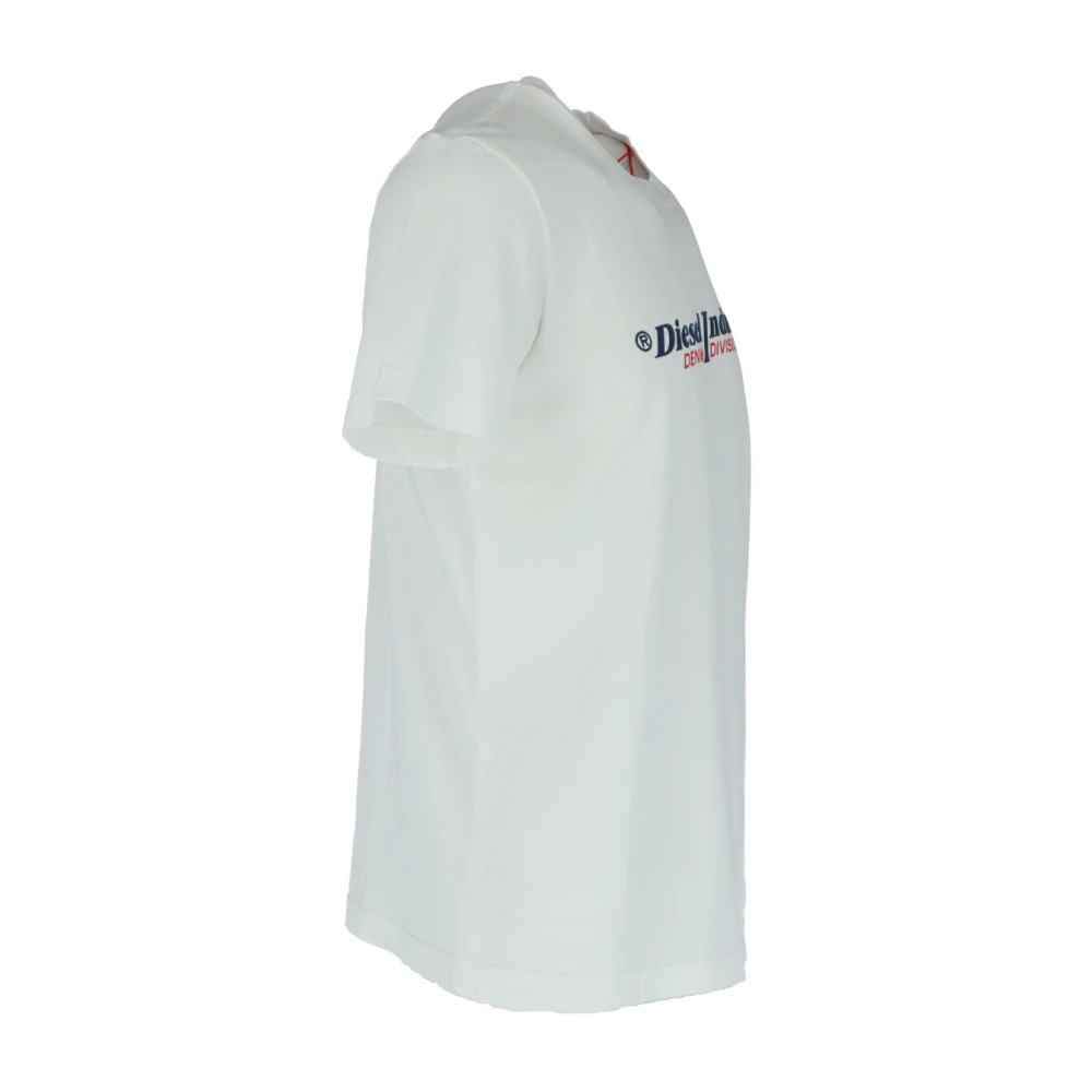Diesel Wit Bedrukt T-shirt Ronde Hals Mannen White Heren
