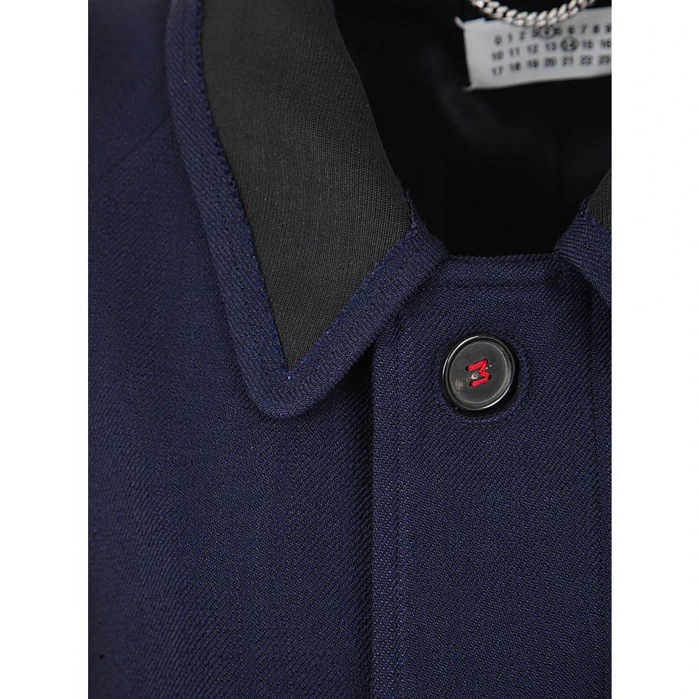 Maison Margiela Navy Blauwe Enkellange Jas Blue Dames