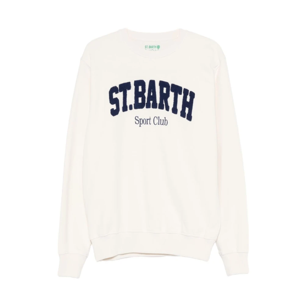 Mc2 Saint Barth White Sweatshirts, Male, S, Ponza Crewneck Sweatshirt