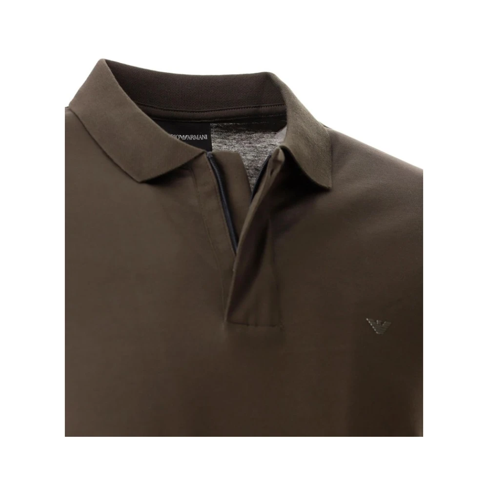 Armani Groen Logo Polo Shirt Lange Mouw Green Heren