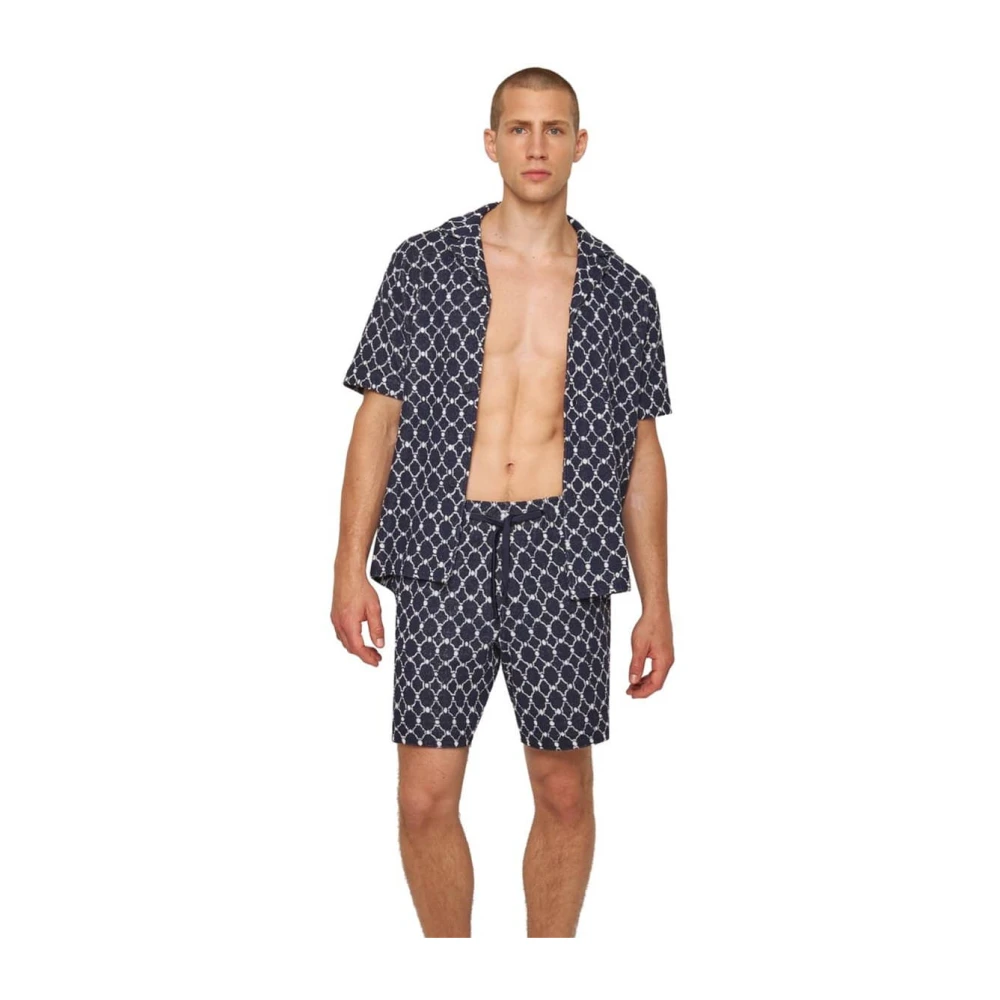 Orlebar Brown Midnight Navy Geo Tile Gebreide Shorts Blue Heren