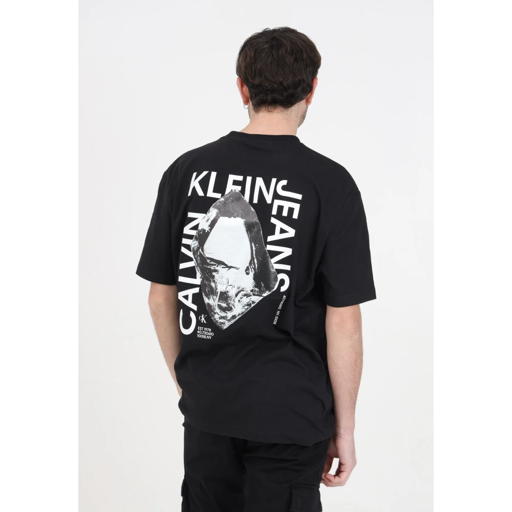 Calvin Klein Jeans Zwarte T-shirts en Polos met Calvin Klein Stacked Modern Metals Print Black Heren