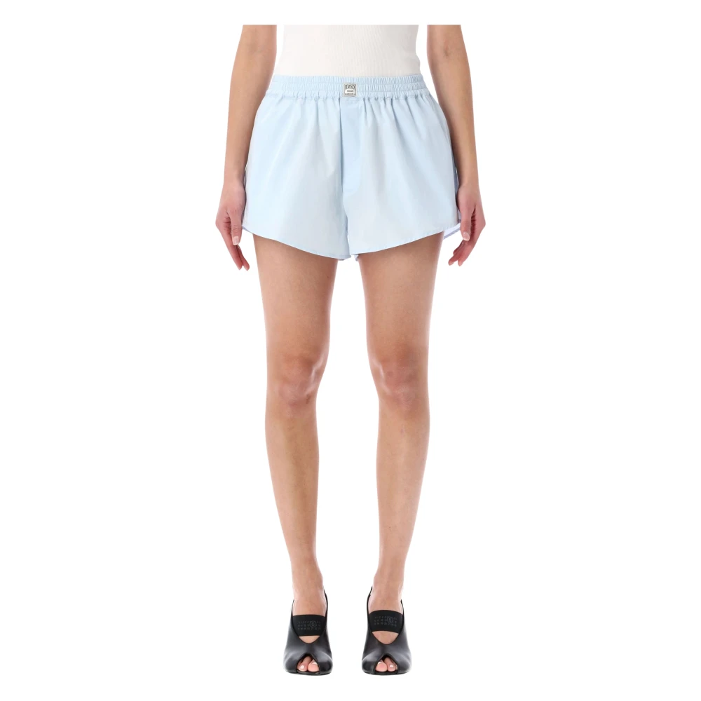 Mm6 Maison Margiela Blue Short Shorts, Female, M, Poplin Shorts