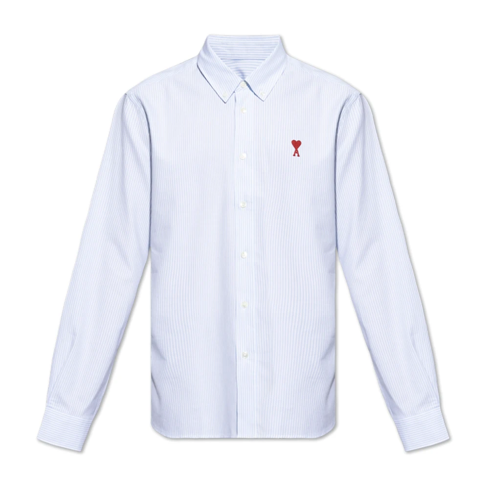 Ami Paris Shirt With Logo - Male - Casual Shirts - Blue - M - Shirts