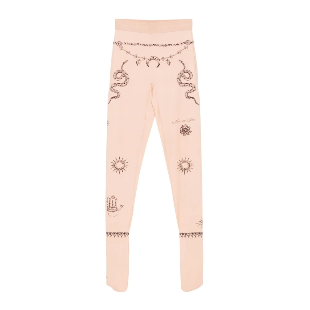 Marine Serre Beige Tattoo Print Broek Booties Beige Dames