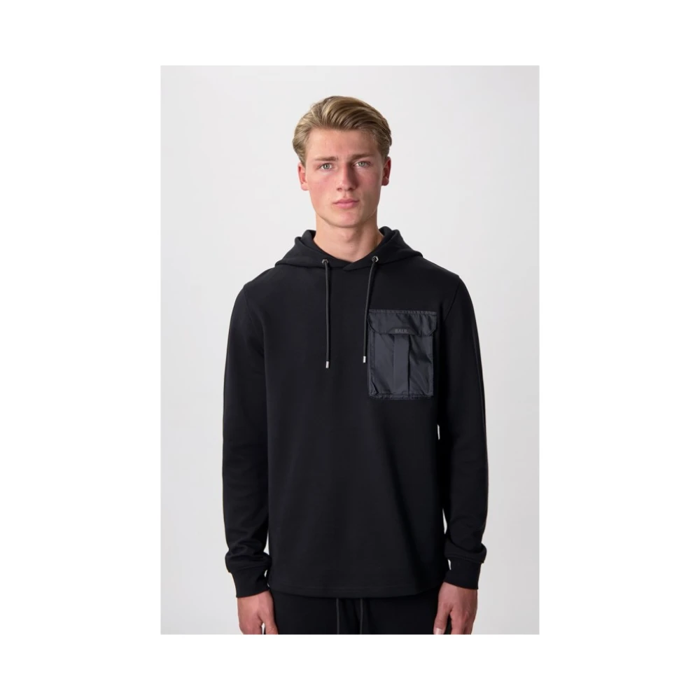 Balr. Zwarte Cargo Hoodie met Geborduurd Logo Black Heren