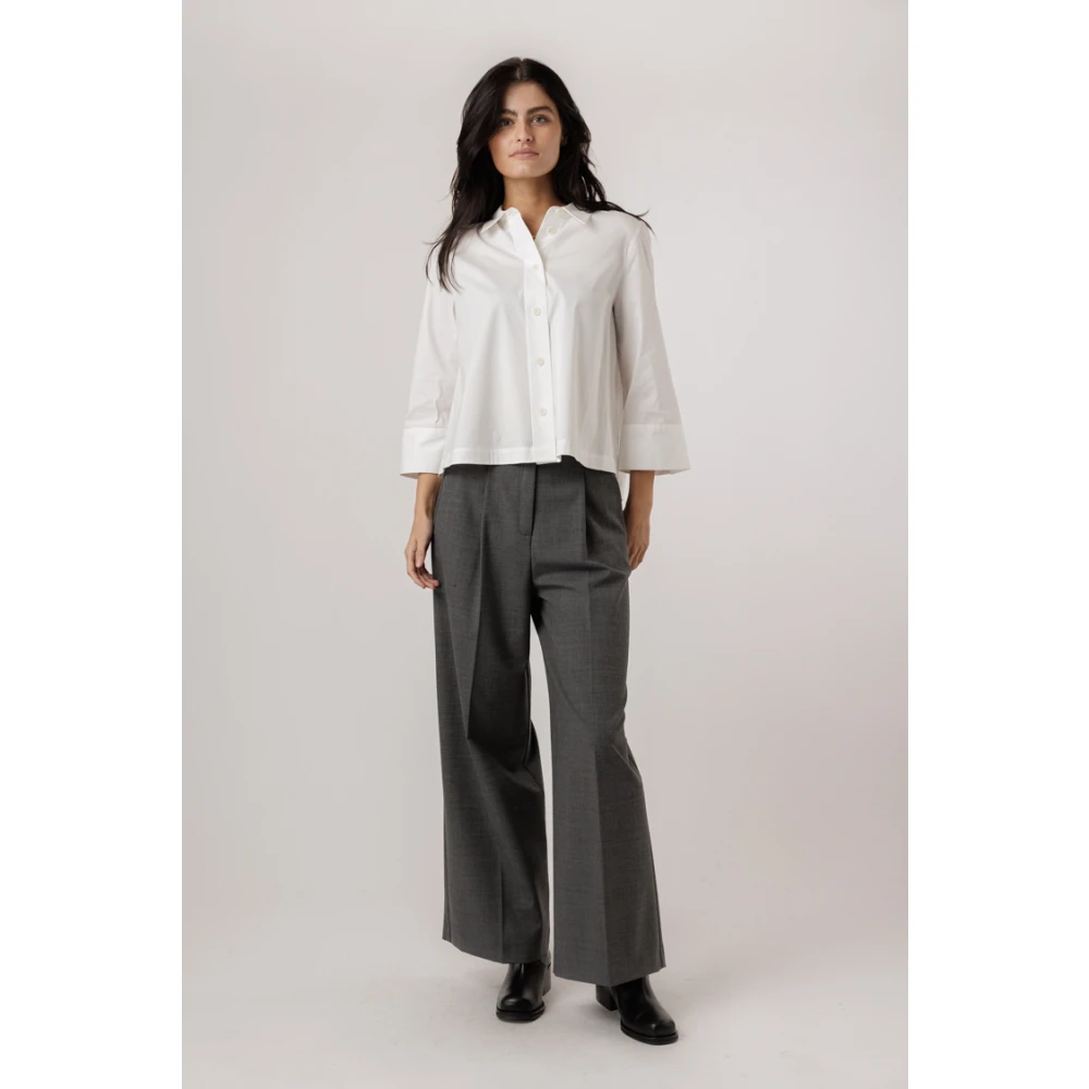 Windsor Elegante Geknipte Blouse met Klassieke Kraag White Dames