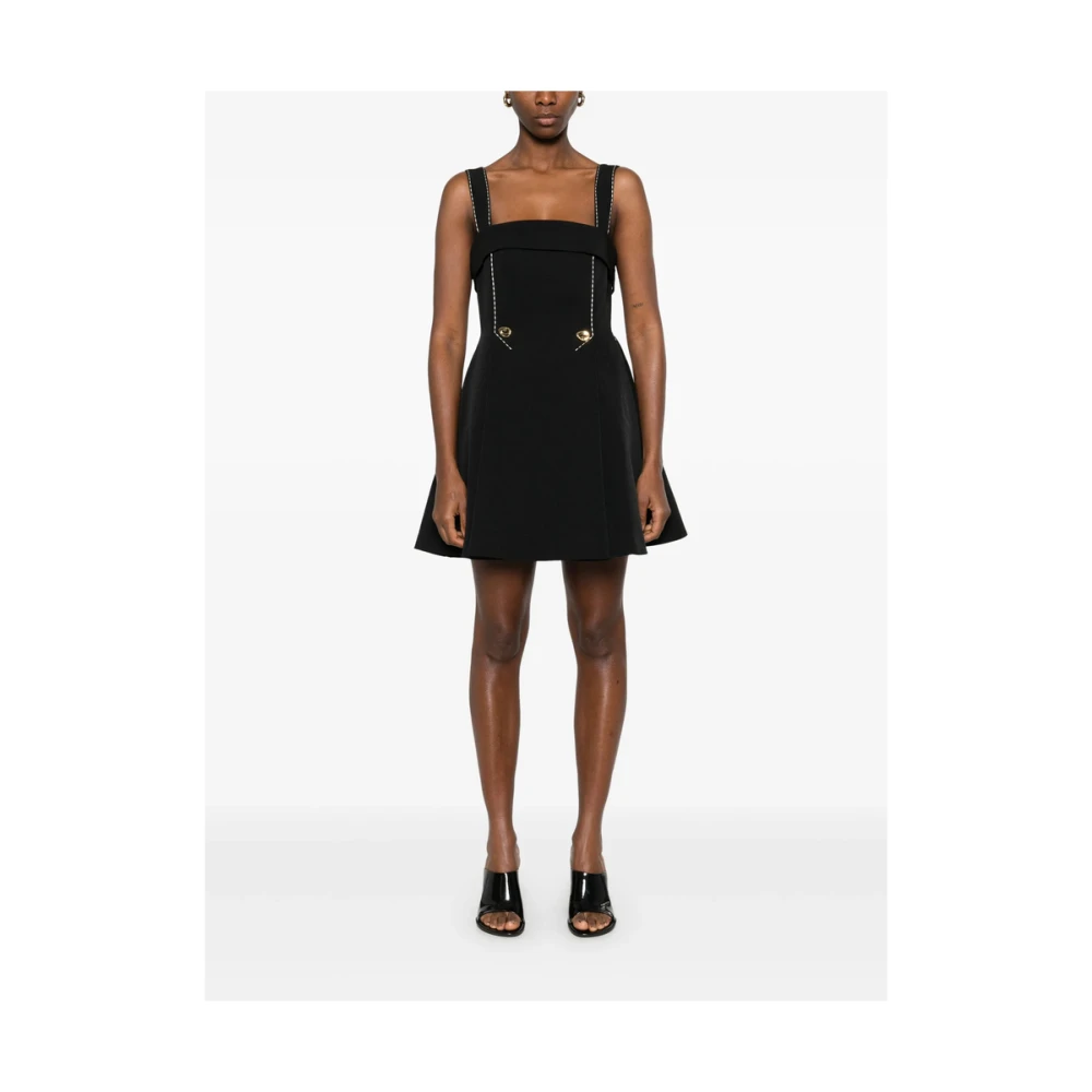 Stine Goya Zwarte Jurk met Vierkante Hals en Plooien Black Dames