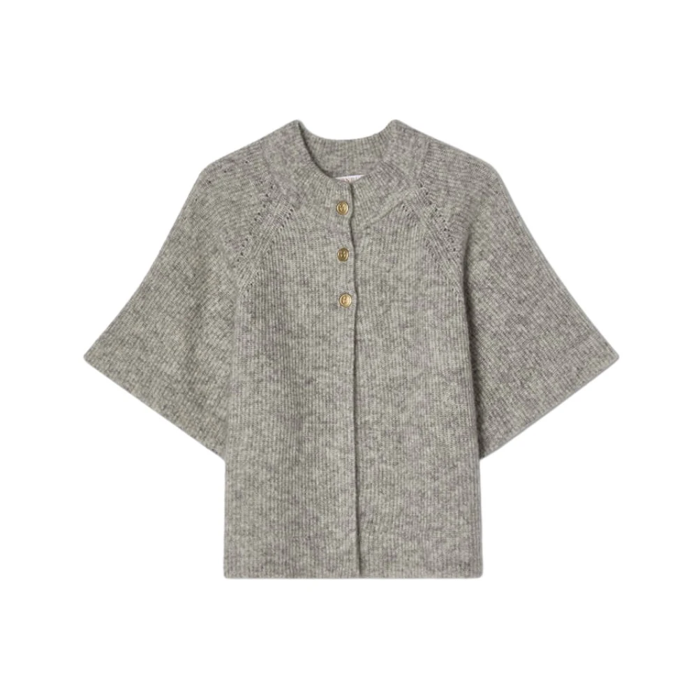 Busnel Vrouw Grijs Truien & Vesten Dames, 2XL, Wol, Vilanie Mohair Cardigan Met Korte Mouwen